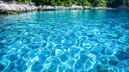 Obraz premium Clear Blue Water Surface with Light Reflections and Subtle Ripple Patterns