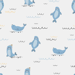 Vector seamless pattern with seals