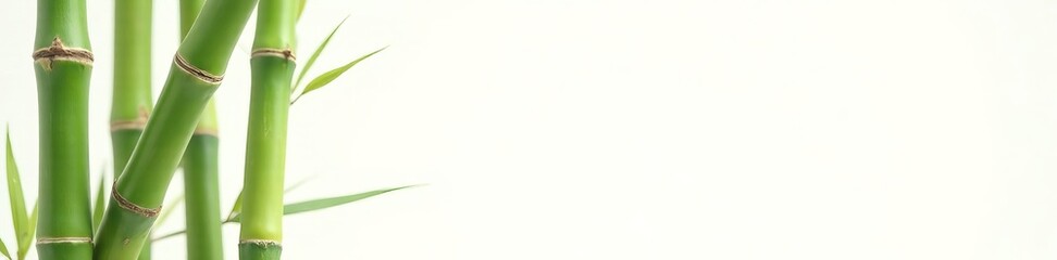 Obraz premium Isolated bamboo stalks against white background, vegetation, lush