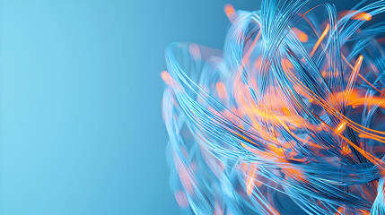 Abstract Digital Render Featuring Blue And Orange Lines on a Light Blue Background