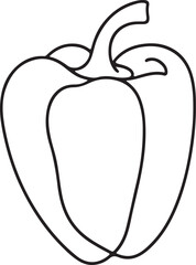 Bell Pepper Vector Art. Simple Line Illustration