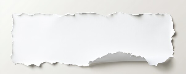 Fototapeta premium A close-up view of a textured piece of paper featuring a jagged, torn edge, revealing the soft fibers and subtle color variations, with natural light casting gentle shadows.