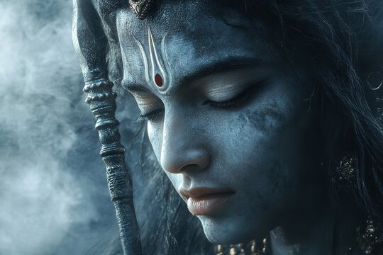 Shiva Lord brandishing a trident, Mahadev, Bhole, and Trident. Generative Ai
