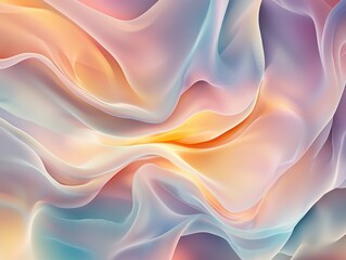 Obraz premium Gentle waves of pastel light shifting in a smooth abstract flow, evoking a sense of serenity and peaceful dreamlike wonder