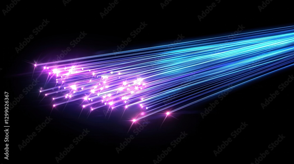 Poster abstract glowing lines representing data transfer in a digital environment.