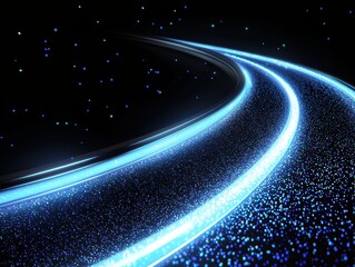 Fototapeta premium Holographic data streams cascading in luminous ribbons, forming a futuristic sci-fi abstract energy field in a zero-gravity environment