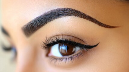Obraz premium A detailed portrait of a woman showcasing perfect, naturally beautiful eyebrows