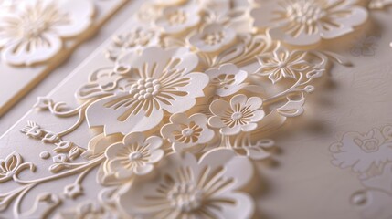 Close-up of wedding invitation with elegant design with