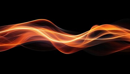 Abstract wave design with vibrant orange colors on a black background.