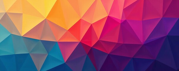 Fototapeta premium Abstract composition of colorful triangles resembling a mosaic, triangles, shapes