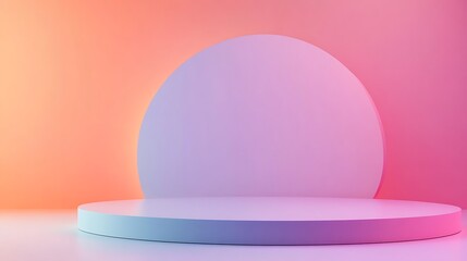 Obraz premium a round white podium with a pink and blue light