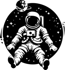 Astronaut vector design, space suit and star simple illustration