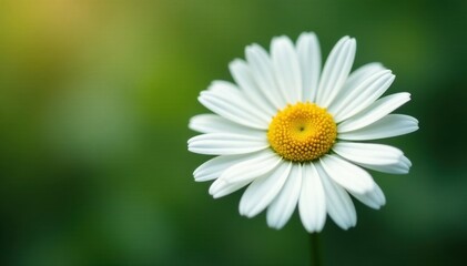 Single white daisy, vibrant yellow center, pristine petals , wedding, photography, field