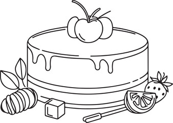 Elegant Cheesecake Outline | Vector Dessert Drawing