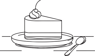 Elegant Cheesecake Outline | Vector Dessert Drawing