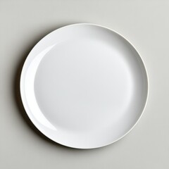 Empty White Plate on Soft Gray Background for Culinary Display
