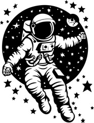 Astronaut vector design, space suit and star simple illustration