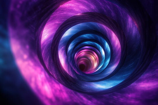 Abstract spiral background of infinite cylindrical loop. Purple and blue tunnel, Time warp and warmhole concept