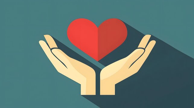 Caring Hands Offering Heart Symbol in Minimalist Design