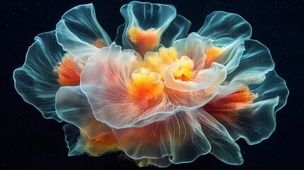 Fototapeta premium Graceful Jellyfish Glowing in the Depths of the Ethereal Sea