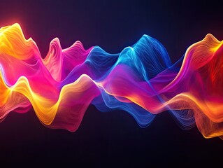 Colorful Abstract Waveform with Glowing Edges on a Dark Background