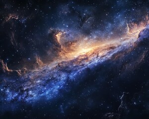 Fototapeta premium The Andromeda Galaxy, illustrating spectacular star clusters and galaxy clouds near the galaxy edge