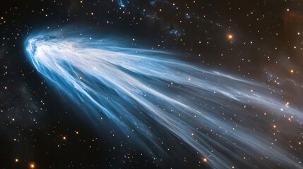 an Oort Cloud filled with icy objects, cast in a radiant blue hue against the inky backdrop of space