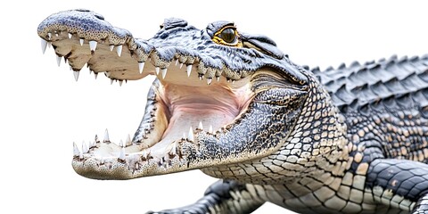 a close up of an alligator