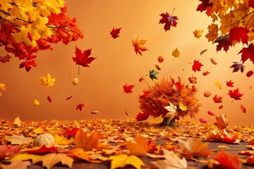 autumn background with maple leaves