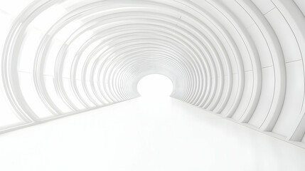 Naklejka premium White Circular Tunnel Perspective With Bright Light Interior Design Minimalist Architectural Structure