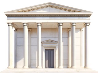 Obraz premium Minimalist Interpretation of Greek Architectural Design with Elegant Columns and Neutral Color Palette on White Background
