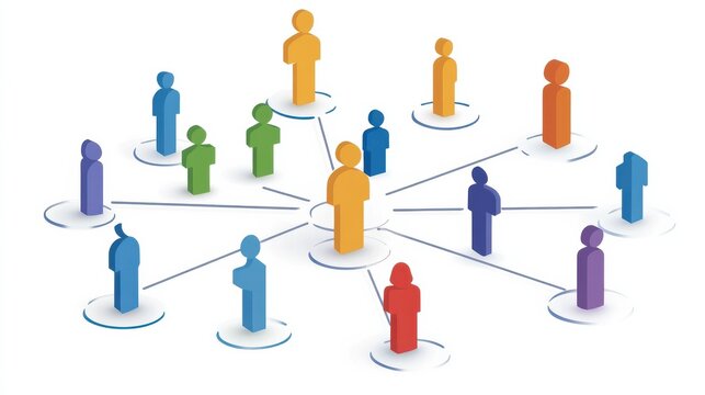Illustration of stakeholder analysis with network diagram, white background
