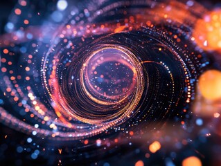 Obraz premium Luminous particle vortex, swirling cosmic energy with vibrant light display