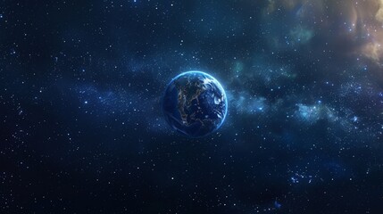 Obraz premium Earth surrounded by stars in the vastness of space with