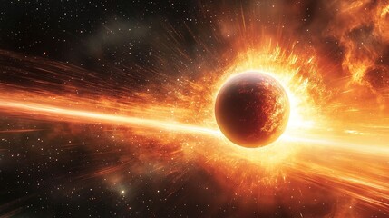 Naklejka premium Hypervelocity star races through space, exoplanet in pursuit, embodying cosmic energy and motion.