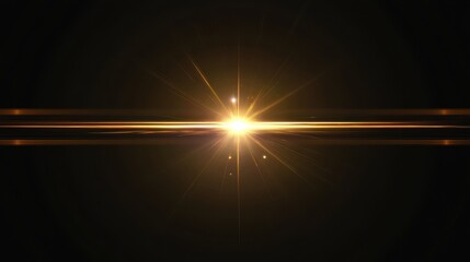 horizontal gold lens flare on black background