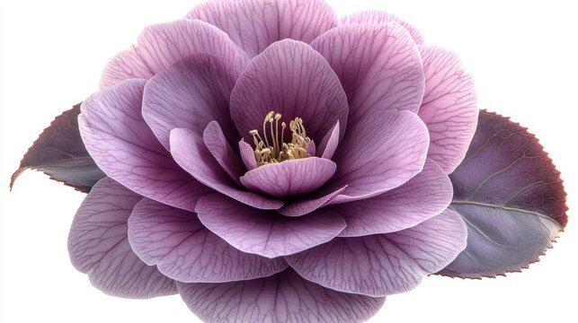 perple camellia flower isolated,studio background