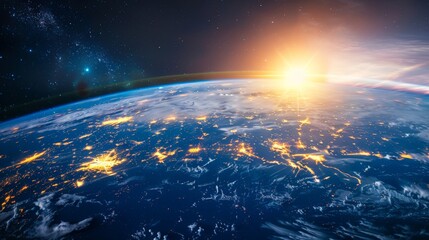 Earth with a focus on renewable energy sources and sustainability efforts with