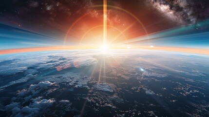 Earth with a layer of atmosphere showing different layers with