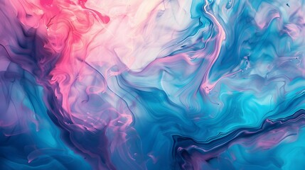 Obraz premium Vibrant Fluid Abstract with Swirling Blended Paint Textures in Blue Pink and Purple Tones