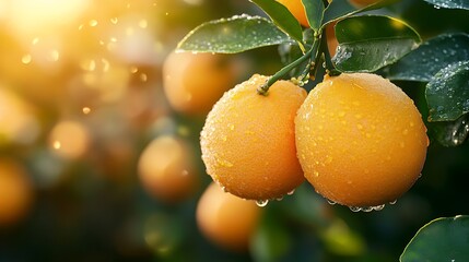 a close up of an orange fruit on a tree