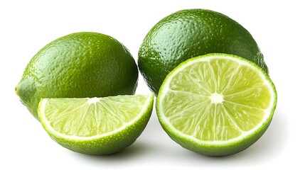a group of limes with one cut in half