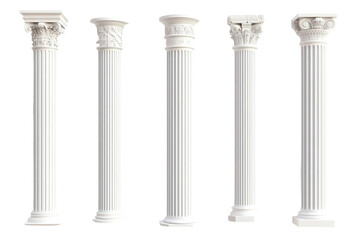 Four pillars of a building. ,on transparent background.