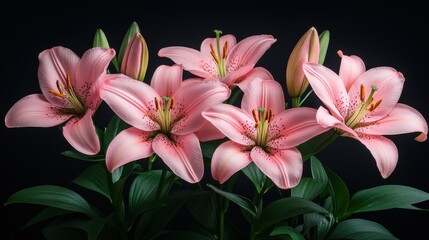 Fototapeta premium pink lilies isolated,studio background