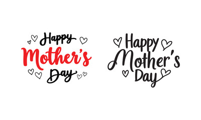 happy mother's day vector graphic with beautiful lettering and hearts for greeting cards, banners, events, etc.