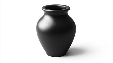 With its curved handles and glossy finish, the elegant black ceramic vase stands out against a white background, showcasing its classic style