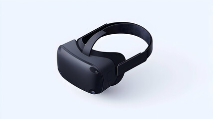 Obraz premium Black Virtual Reality Headset on White Background with Shadow and Modern Technology Concept