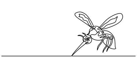 continuous line mosquito. mosquito drawn in one line. single line vector illustration, Mosquito one line continuous. Line art Mosquito isolated on transparent background. Hand drawn pro vector art.