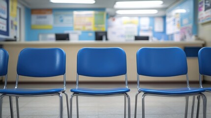Neatly Arranged Chairs Inside a Vaccination Center Waiting Area