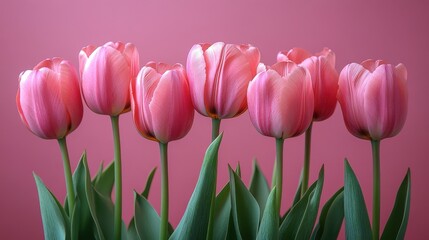 Fototapeta premium pink tulip flowers isolated,studio background